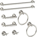 Newfun 8-Pieces Brushed Nickel Bathroom Accessories Set Towel Racks for Bathroom - Bathroom Hardware Set,2 * 24 Inch Towel Bar for Bathroom 2*Toilet Paper Holder 2* Towel Ring Towel Holders 2* Hook