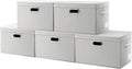 PRANDOM Collapsible Storage Bin with Lid [5-Pack] Fabric Foldable Storage Box Organizer Container Basket Cube with Cover for Home Bedroom Closet Office Beige(15.3x10x9.7)