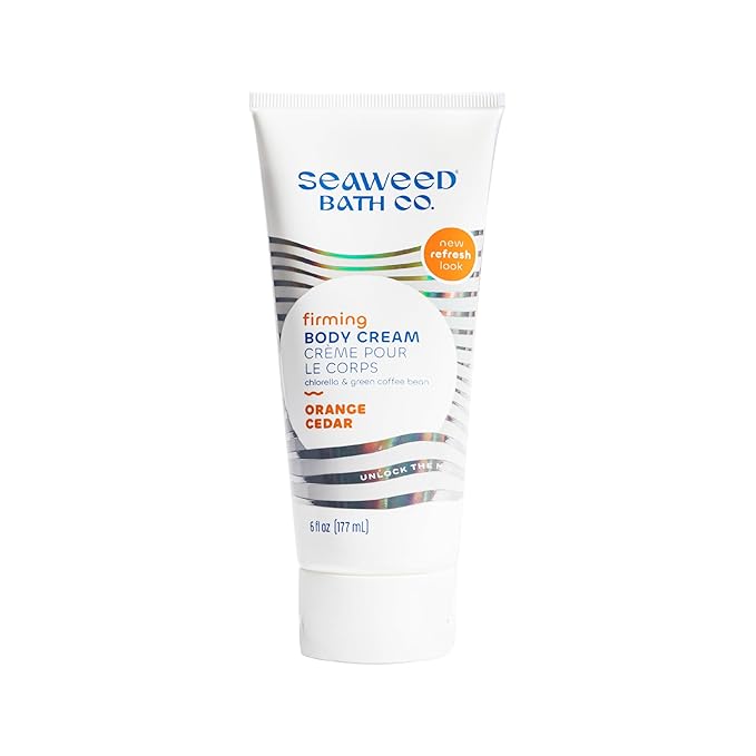Seaweed Bath Co. Firming Body Cream, Orange Cedar Scent, 6 Ounce, Skin Toning Hand & Body Lotion Moisturizer for Dry Skin, with Sustainably Harvested Seaweed, Chlorella, Green Coffee Bean