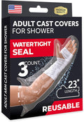 100% Waterproof Cast Covers for Shower Arm - Tight Seal - 3pk Adult Reusable Cast Protectors - Half Arm Bag Sleeves