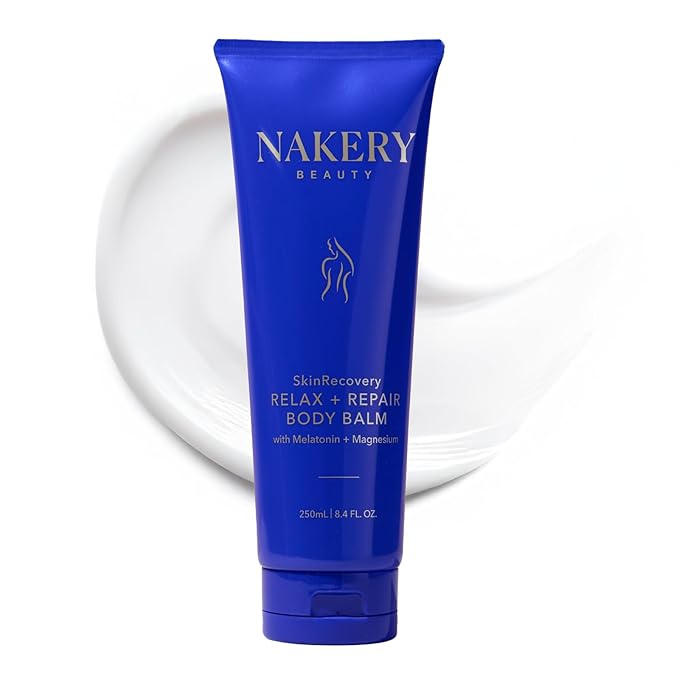 Nakery SkinRecovery Relaxing Magnesium Balm - Skin Tightening Cream for Body with SepiLift & Retinol - Muscle Balm with Melatonin for Restful Sleep - Hydrating Dry Skin Cream with Shea Butter