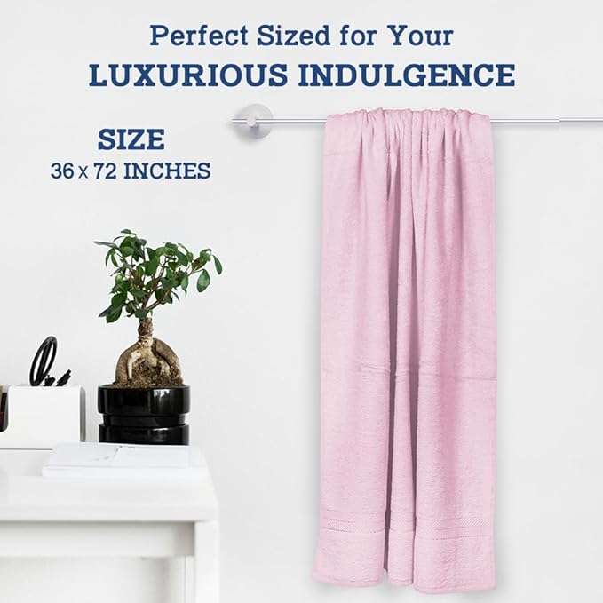 Casa Lino Bath Sheets Set Extra Large - 100% Cotton Extra Large Bath Towels - Highly Absorbent & Quick Dry Oversized Towels for Adults - 60" x 30" - Pack of 2 - (Blush Pink)