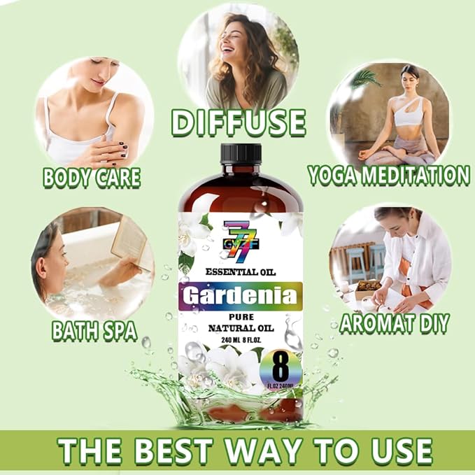 Gardenia Essential Oil (8 oz / 240 ml) – Gardenia Oils for diffusers, humidifiers, Home Baths, Cleaning Products, Yoga, DIY Soaps and DIY Scented Candles