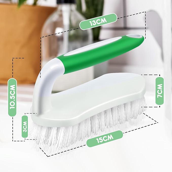 Lallisa 12 Pcs Scrub Brush for Cleaning with Handle Comfortable to Grip Heavy-Duty Flexible Stiff Bristles Scrubber Brushes Bulk for Shower Bathroom Carpet Kitchen Floor Tiles (Green)