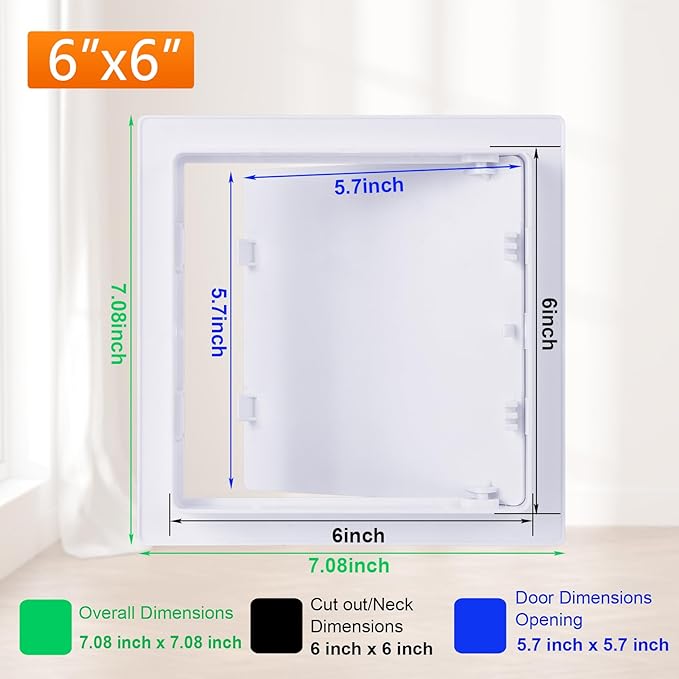 Suteck Plastic Access Panel for Drywall Ceiling 6 x 6 Inch Reinforced Plumbing Wall Access Doors Removable Hinged White