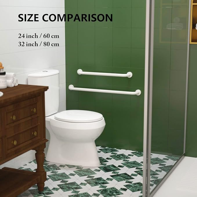 24 Inch Anti Slip Shower Grab Bar Oil Rubbed White 1.25" Diameter,Munzong Bathroom Grab Bar, Knurled Bathroom Balance Bar,Safety Hand Rail Support Handicap Elderly Senior Assist Bath Handle