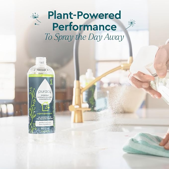 Puracy Multi-Surface Cleaner Concentrate - Plant-Powered Everyday Surface Cleaner - Natural All Purpose Cleaning Solution As Seen on TikTok (Organic Lemongrass, 16 fl oz)