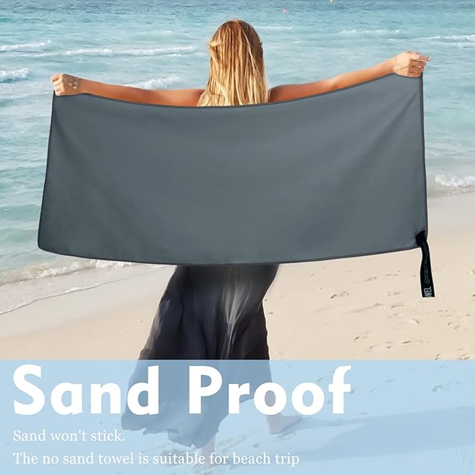 Microfiber Travel Towel, Soft Lightweight Quick Dry Towel, Super Absorbent Compact Travel & Sports & Beach Towels for Camping, Backpack, Gym, Swimming, Yoga, Hiking (M:20"×40" -Dark Gray)