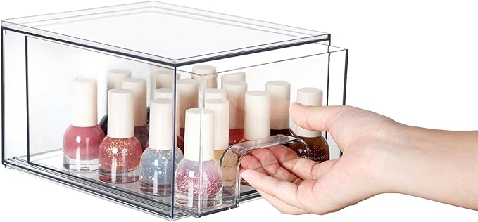 Vtopmart 10 Pack Clear Small Stackable Storage Drawers,Acrylic Bathroom Makeup Organizer,Plastic Storage Bins For Vanity, Undersink, Kitchen Cabinets, Pantry, Home Organization