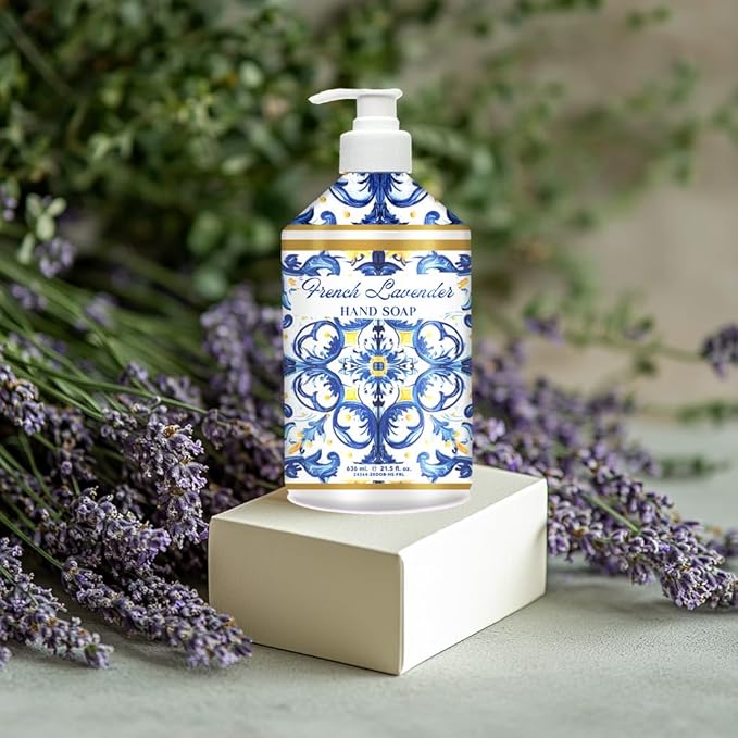 Home & Body Company Dolce Breeza Hand Soap 8 pack, 4 Scents - Cherry Blossom, Olive Thyme, French Lavender, Meyer Lemon, Pump Bottles, 21.5oz bottles
