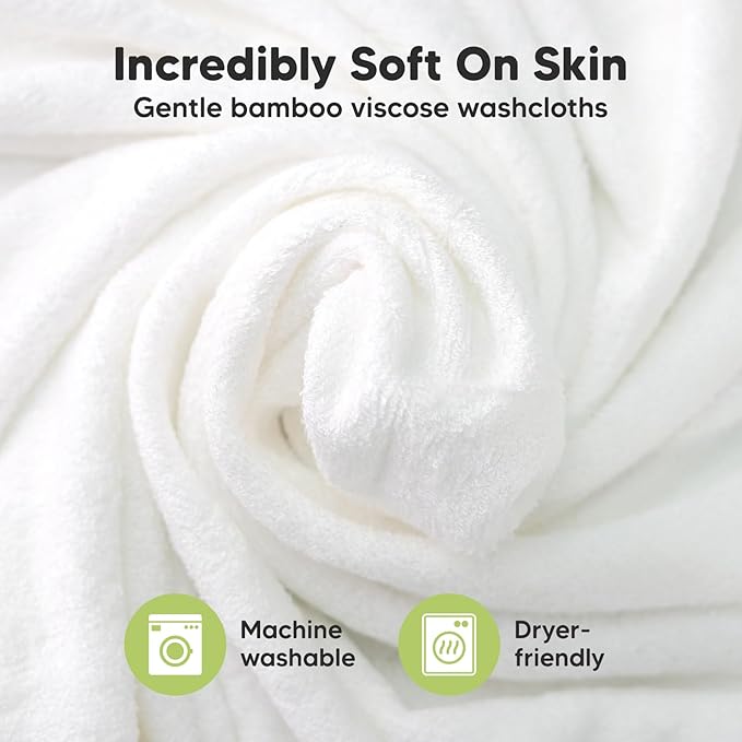 6-Pack Baby Washcloths - Soft Absorbent Viscose from Bamboo Wash Cloths for Babies, Kids, Toddlers, Infant, Newborn Bath Towels,Gentle on Sensitive Skin,10x10 Reusable Face Towels(Heather)