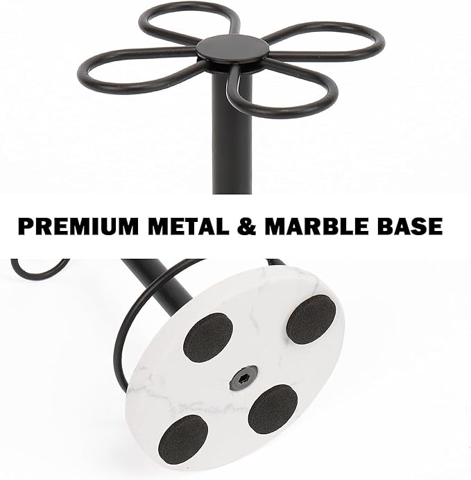 HarJue Toothbrush Holder Stand for Bathroom, Metal Toothbrush Organizer with Marble Base, Toothbrush Storage Collection for Family, Suitable for Home Hotel Countertop Vanity (Small, Matte Black)