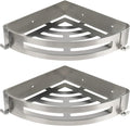 NearMoon Bathroom Shower Caddy 2 Pack, No Drill 304 Stainless Steel Shower Organizer with 2 Hooks (Corner Shelf, Brushed Nickel)
