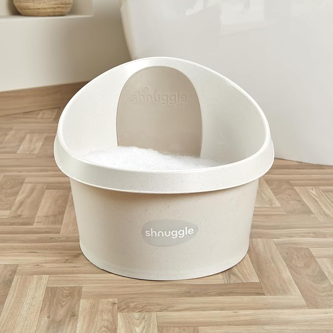 Toddler Bath Tub | Larger Bath for Bigger Kids at Bathtime | Includes Warm and Soft Foam backrest | Grippy Anti-Slip Surface | Includes Easy Drain Bath Plug | Cookies & Cream + Rinse Jug