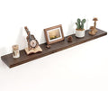 Floating Shelves for Wall Decor, 8 Inch Deep Rustic Solid Elm Wood Floating Shelves Wall Mounted, Wall Shelves with Invisible Bracket for Living Room Bathroom Bedroom Kitchen, 48 Inch Set of 1, Walnut