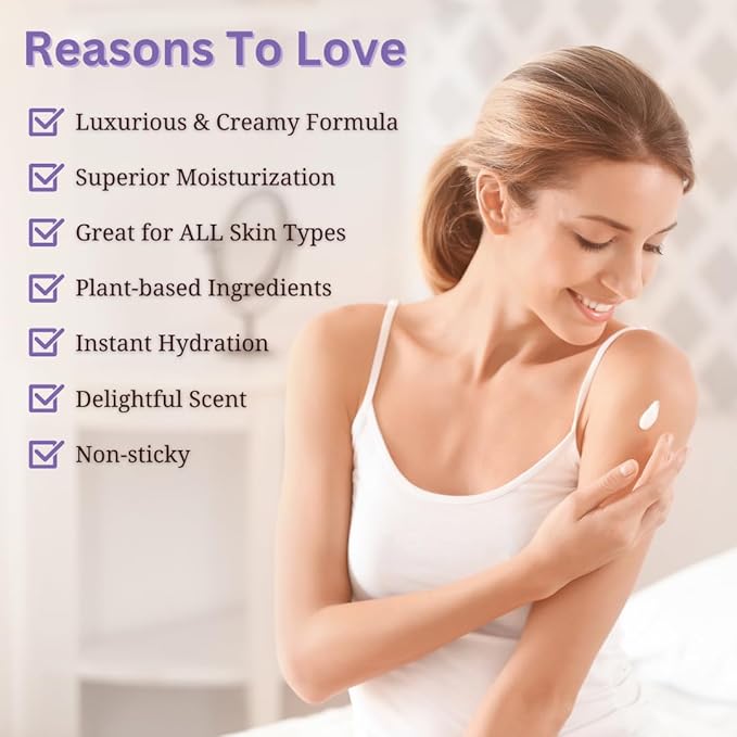 Natural Escapes Lavender Body Lotion for Dry Sensitive Skin, Eczema Relief Moisturizer with Aloe Vera, Olive Oil, Ceramides, Vitamin B5 and E, Hand and Body Cream for Women and Men, 8oz