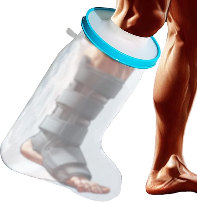 100% Waterproof Extra Wide Leg Cast Cover for Showering, Reusable Extra Large Adult Short Leg Cast Protector, Cast Bag for Shower, Cast Cover for Showering Foot