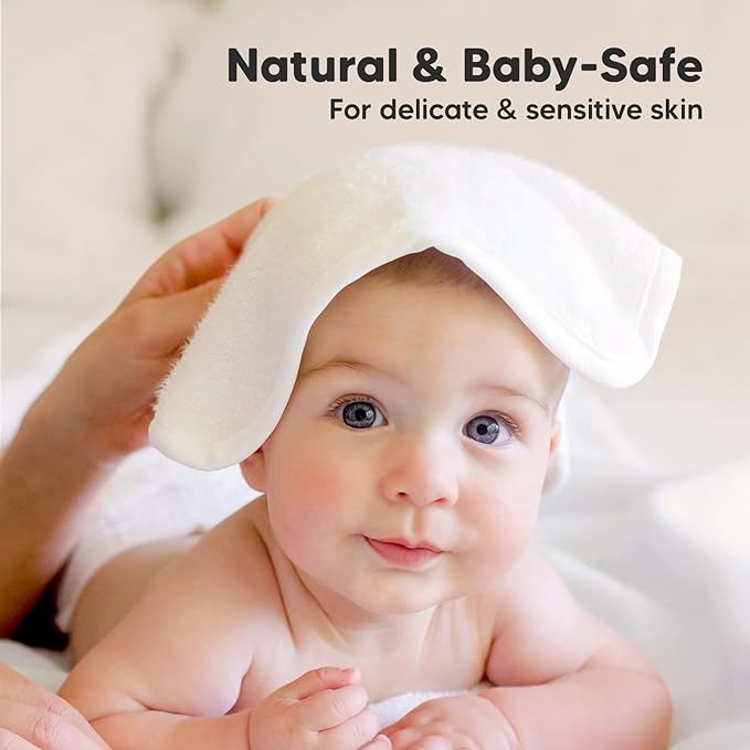 6-Pack Baby Washcloths - Soft Absorbent Viscose from Bamboo Wash Cloths for Babies, Kids, Toddlers, Infant, Newborn Bath Towels, Gentle on Sensitive Skin, 10x10 Reusable Face Towels (White/Stone)