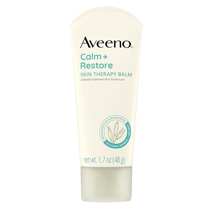 Aveeno Calm + Restore Skin Therapy Balm, Soothing & Moisturizing Skin Protectant for Sensitive Skin, Colloidal Oatmeal & Ceramide to Help Fight Dry Skin, Fragrance- & Steroid-Free, 1.7 oz