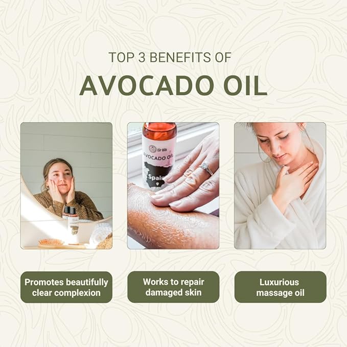 Avocado Oil - Direct from EIR Oils Farm in Spain - 100% Pure Carrier Oil for Hair, Face, and Skin - Hand-Picked, Cold-Pressed Carrier Oil - (1Gallon)