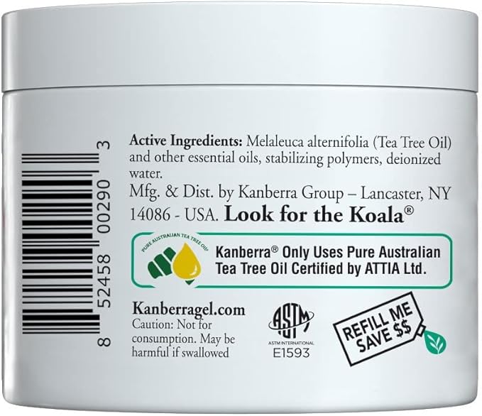 Kanberra Gel 4oz - All-Natural Odor Eliminator & Air Freshener for Home, Car, RV, Boat, Gym Bag | Eco-Friendly, Long-Lasting Tea Tree Oil Formula, Safe for Pets and Family.