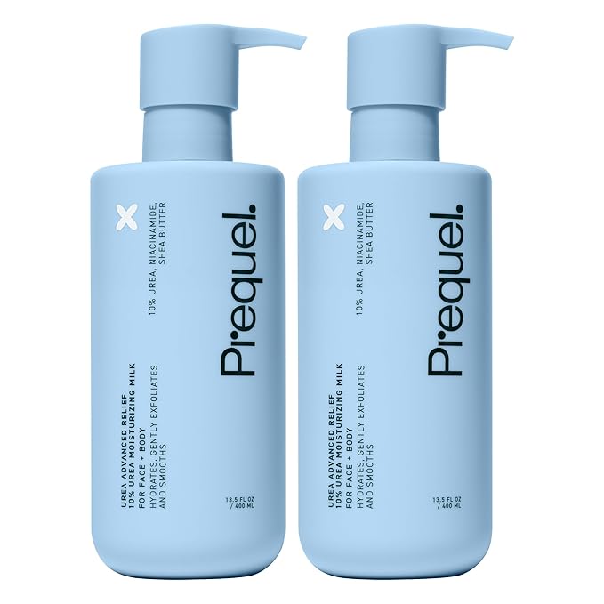 Prequel Skin Urea Advanced Relief Moisturizing Milk, 10% Urea Lotion for Face and Body, Unscented, Hydrating Cream for Extremely Dry Skin, Soothing for Sensitive Skin - 6.75 fluid ounce (Pack of 2)