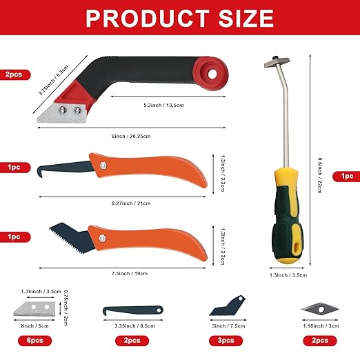 23 Pack Grout Removal Tool Kit, 2 Tile Grout Saws with 6 Extra Blades, 2 Hand Grout Saw and 7 Cleaning Blades, Caulk Remover for Bath Shower, Ideal for Floor Tile Grout Cleaning