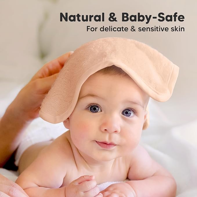 6-Pack Baby Washcloths - Soft Absorbent Viscose from Bamboo Wash Cloths for Babies, Kids, Toddlers, Infant, Newborn Bath Towels, Gentle on Sensitive Skin, 10x10 Reusable Face Towels (Mellow)