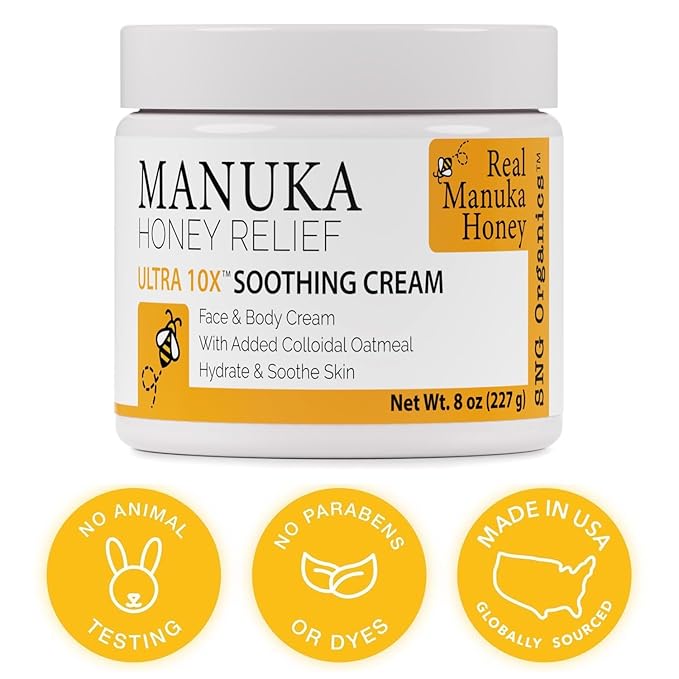 Super Natural Goods Manuka Honey Cream (8oz) – Hydrating Lotion for All Skin Types Suitable for Kids and Adults | Moisturizing Body Cream with Real Manuka Honey Aloe Vera Juice and Cocoa Butter