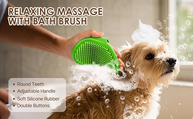 2 in 1 Dog Bath Tub Dog Washing Station with Bath Brush for Bathing and Grooming, Elevated Collapsible Foldable Portable Shower Bathtub for Small Dogs Cats Pet with Scrubber