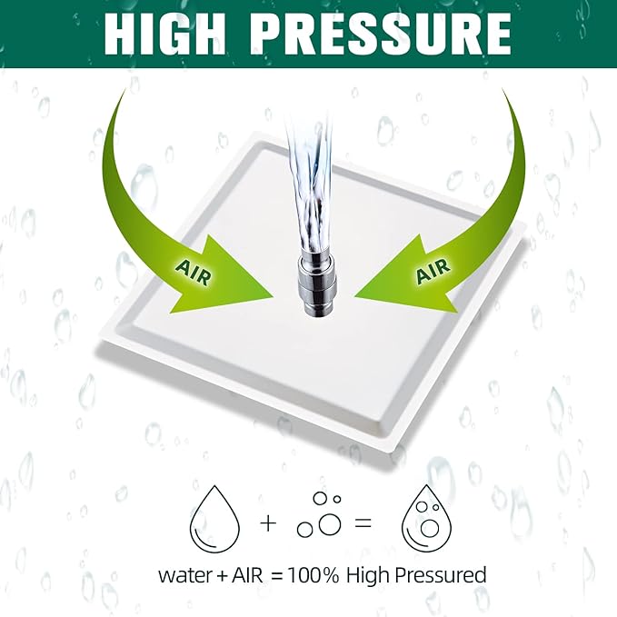Shower Head - Shower Faucet Set Square Shower Combo System with 8'' Rainfall Shower Head Wall Mount Handheld Shower, Stainless Steel with Chrome Finish Bath Shower Head,Chrome