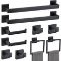 TNOMS Matte Black 10 Pieces Bathroom Hardware Accessories Set Towel Bar Set Towel Holder Racks Set for Bathroom,SUS304 Stainless Steel,Wall Mounted 16-Inch