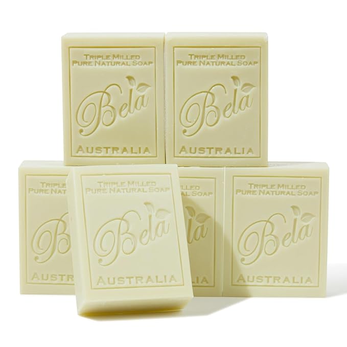 BELA French Pear Soap 3.3 OZ Pack of 6, Long Lasting French Triple Milled Bar Soap with Organic Shea Butter, Hand, Face and Body Wash Bar, Made in Australia