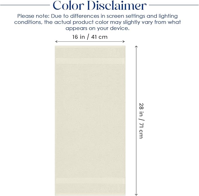 DAN RIVER 6-Pack Premium Hand Towels (16x28 Inches) - 100% Cotton, Ultra Soft, Lightweight, Highly Absorbent Towels for Bathroom, Spa, Gym, Salon, Hotel, and Travel - 550 GSM – Ivory