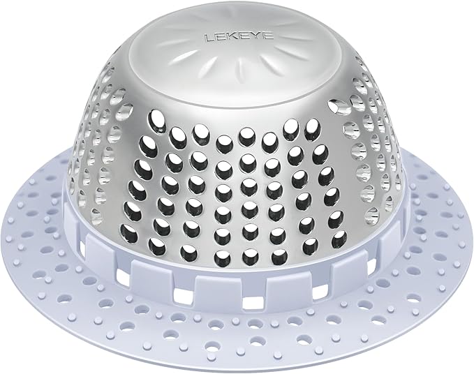 LEKEYE Shower Drain Hair Catcher/Bathtub Drain Cover/Drain Protector for Pop-Up & Regular Drains(Light Blue)