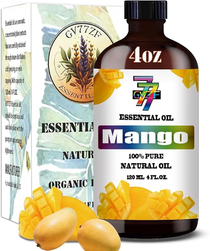 Mango Essential Oil (4 oz/120 ml) — Mango Oils for Aromatherapy, diffusers, humidifiers, Home fragrances, DIY Skincare, soap Making, DIY Candle, Relaxation, Yoga, and Meditation