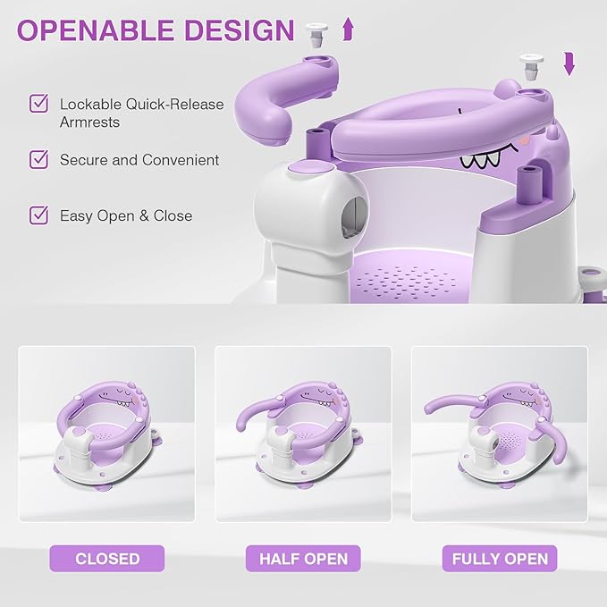 Baby Bath Seat for Babies 5 Months & Up - Non-Slip Bath Seat for Sitting Up, Soft Cushion & Compact Design, Toddler Bathtub Seat