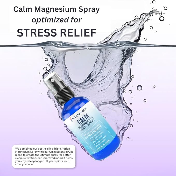No Crap In It Calm Magnesium Spray Triple Magnesium Power: All Natural Magnesium Chloride, Glycinate, Sulfate-4oz