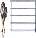 NSF Commercial 5-Tier Wire Shelving with Wheels, 60"x18"x72" Heavy Duty Metal Shelves 4000 lbs Max Capacity, Chrome Storage Rack for Garage Kitchen Pantry Warehouse