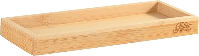 Fuller’s Bamboo Bathroom Counter Set – Eco-Friendly & Water-Resistant Sink Organizer | 4-Piece Vanity Tray, Soap Dispenser, Toothbrush Holder & Storage Container