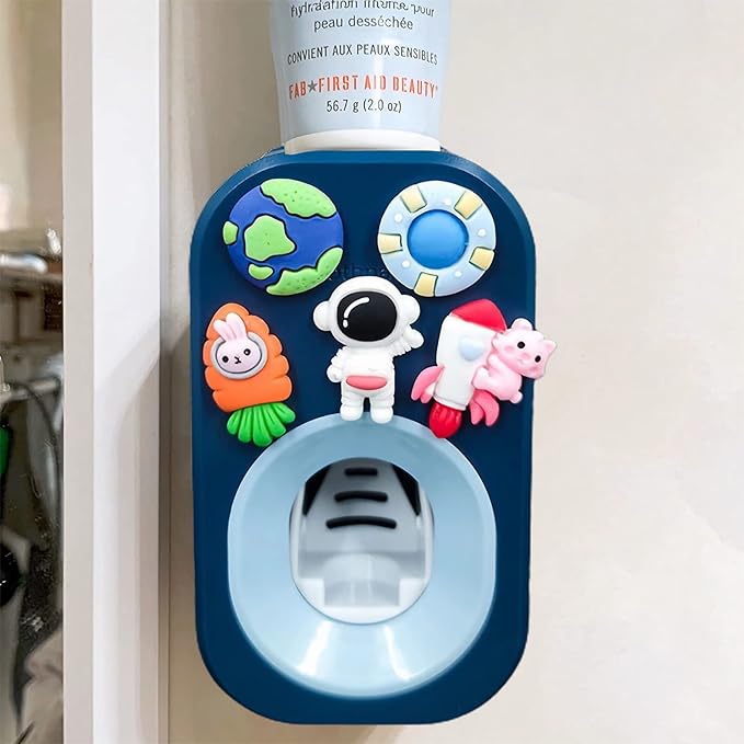 Automatic Kid Toothpaste Dispenser for Shower,Toothpaste Squeezer for Kids & Family, is Wall Mounted Bathroom Decor by Mr. Thumbs (1pc,Astronaut #2)