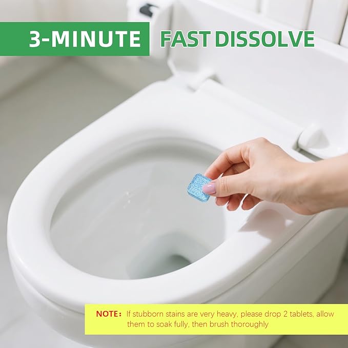Toilet Bowl Cleaner Tablets 30 Big Pack Fast Dissolve Plastic-free Septic Safe Deodorize Remove Rust Stains, Hard Water Ring Remover, Toilet Cleaning