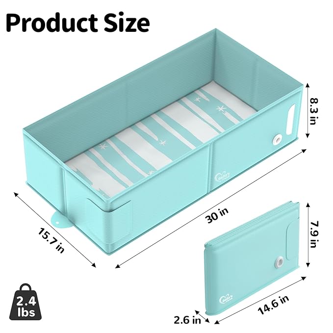 Bella’s Friends Baby Collapsible Bathtub, Travel Bath Tub for Baby, Foldable and Portable, Easy Storage, Reinforced Structure, Lightweight, Travel Essentials for 6M-3Y Infant Toddler, Green