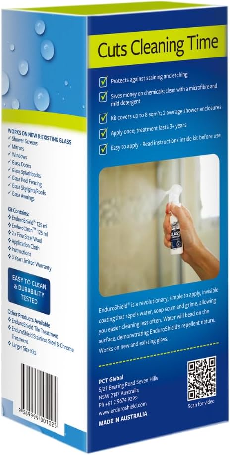 EnduroShield Glass Treatment Kit - Advanced Protection for Glass Surfaces - Repels Soap Scum, Grime & Dirt Without Harsh Chemicals - 4.2 fl oz