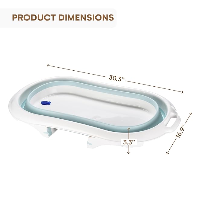 Childlike Behavior Portable Foldable Bathtub for Babies, Newborns, Infants, Toddlers - Collapsible, Folding Baby Soaking Bath Tub with Non-Slip, Anti-Skid Legs - Easy to Store, Safe Material