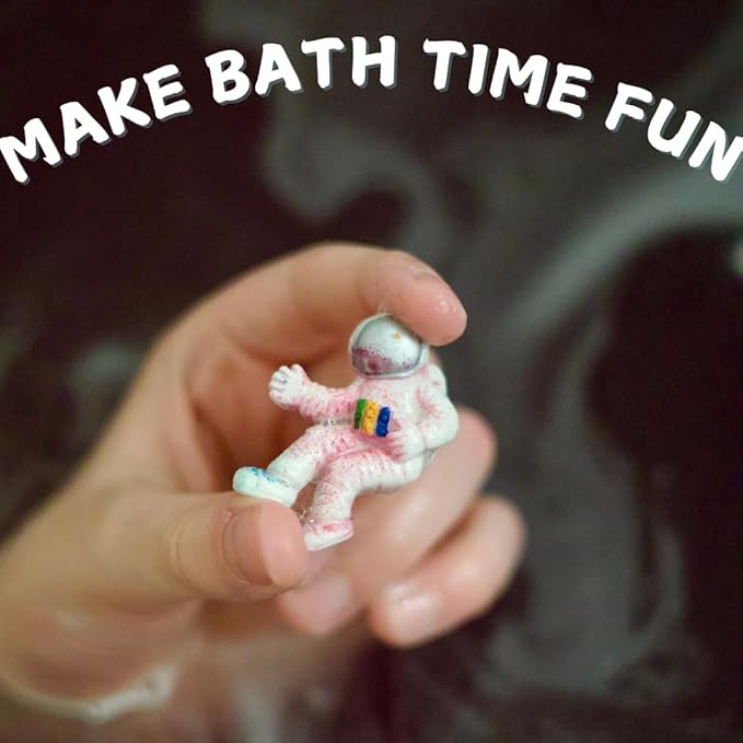 EvolutionUSA Space Bath Bombs for Boys & Girls, 6 Planet Bath Balls with Toy Hidden Inside, Organic Hypoallerganic Childrens Bathbombs, Cosmic Fun Space Surprise, Gift Set Birthday, Christmas, Easter