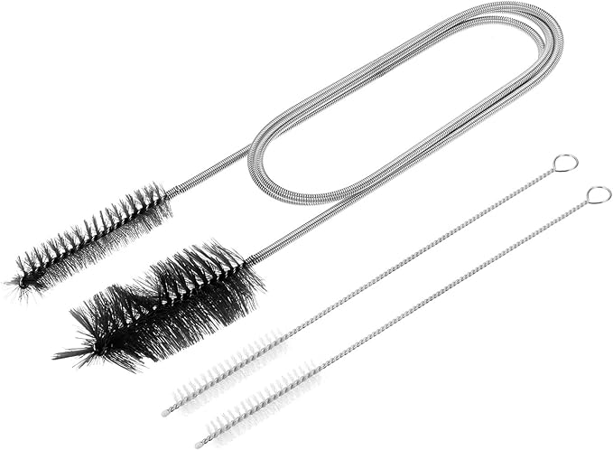 HARFINGTON 3pcs Flexible Long Drain Brush Straw Cleaner Set 35.43" Stainless Steel Double Ended Hose Brush with 8" Nylon Long Tube Pipe Cleaning for Fish Tank Sink Pipe, Black