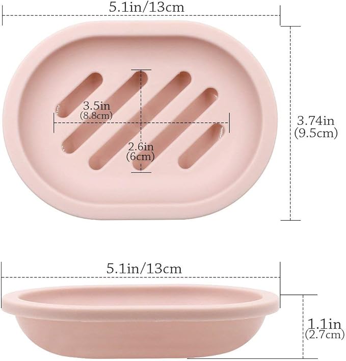TOPSKY 2-Pack Soap Dish with Drain, Soap Holder, Soap Saver, Easy Cleaning, Dry, Stop Mushy Soap (Pink)