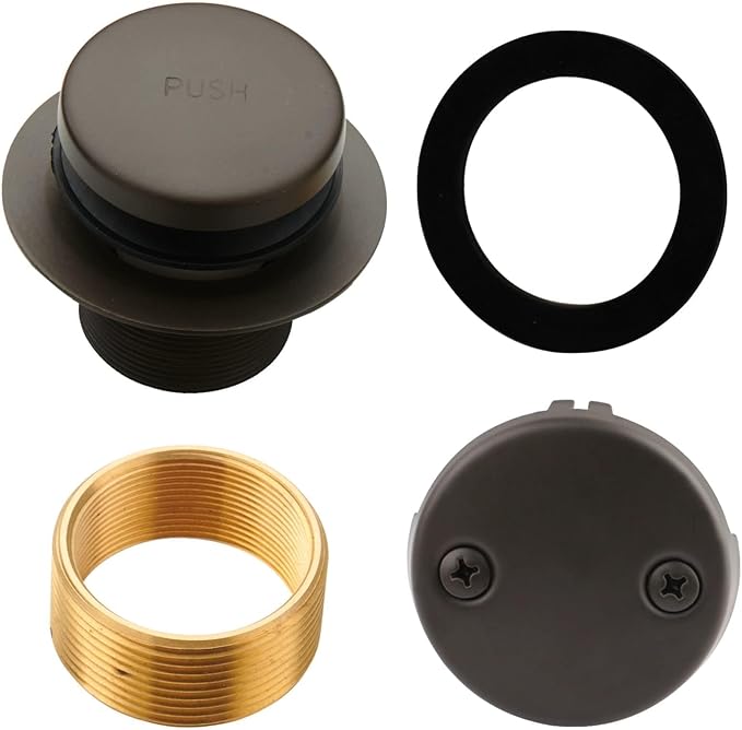 Bronze Tub Drain Tip-Toe Tub Trim Set Conversion Kit Assembly, Hidrop Bathtub Drain Replacement Trim Kit with 2-Hole Overflow Faceplate and Universal Fine/Coarse Thread, Oil Rubbed Bronze