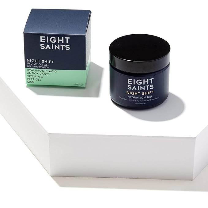 Eight Saints Night Shift Anti-Aging Gel Face Moisturizer, Natural and Organic Anti Wrinkle Night Cream Gel For Face To Reduce Fine Lines and Wrinkles, 2 Ounces